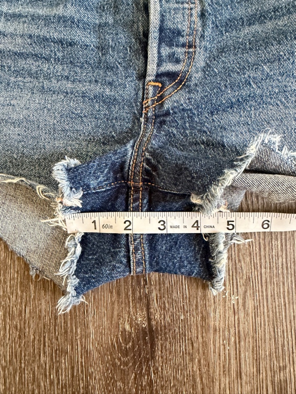 Levi's Dark Blue Distressed Cutoff Denim Shorts - Picture 2 of 7